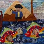 Sigrid Kenny - Marin's Class Quilt  detail showing Marin, her friend and her teacher
