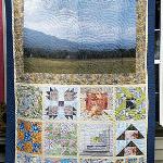 Lynn & Marian Sykes
We had great fun in the classes and learned so much.  I have attached a picture of the finished quilt.  What we did was take the pictures we took in the park and focusing on one particular item, enhanced that and made the fabric that made up each block. 